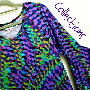 Rich Jewel Tones, Geometric Print Top by Collections, Medium
